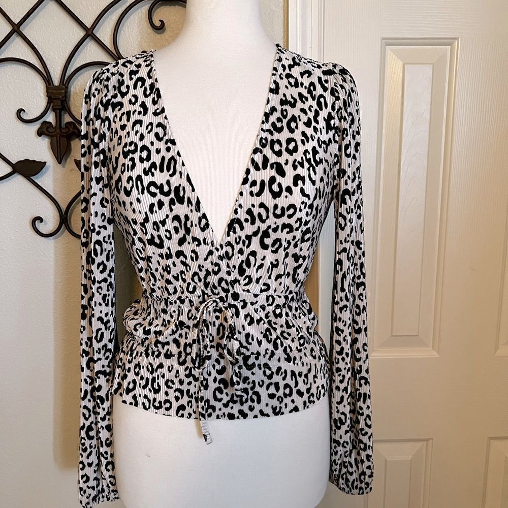 Zara animal print v neck blouse size S